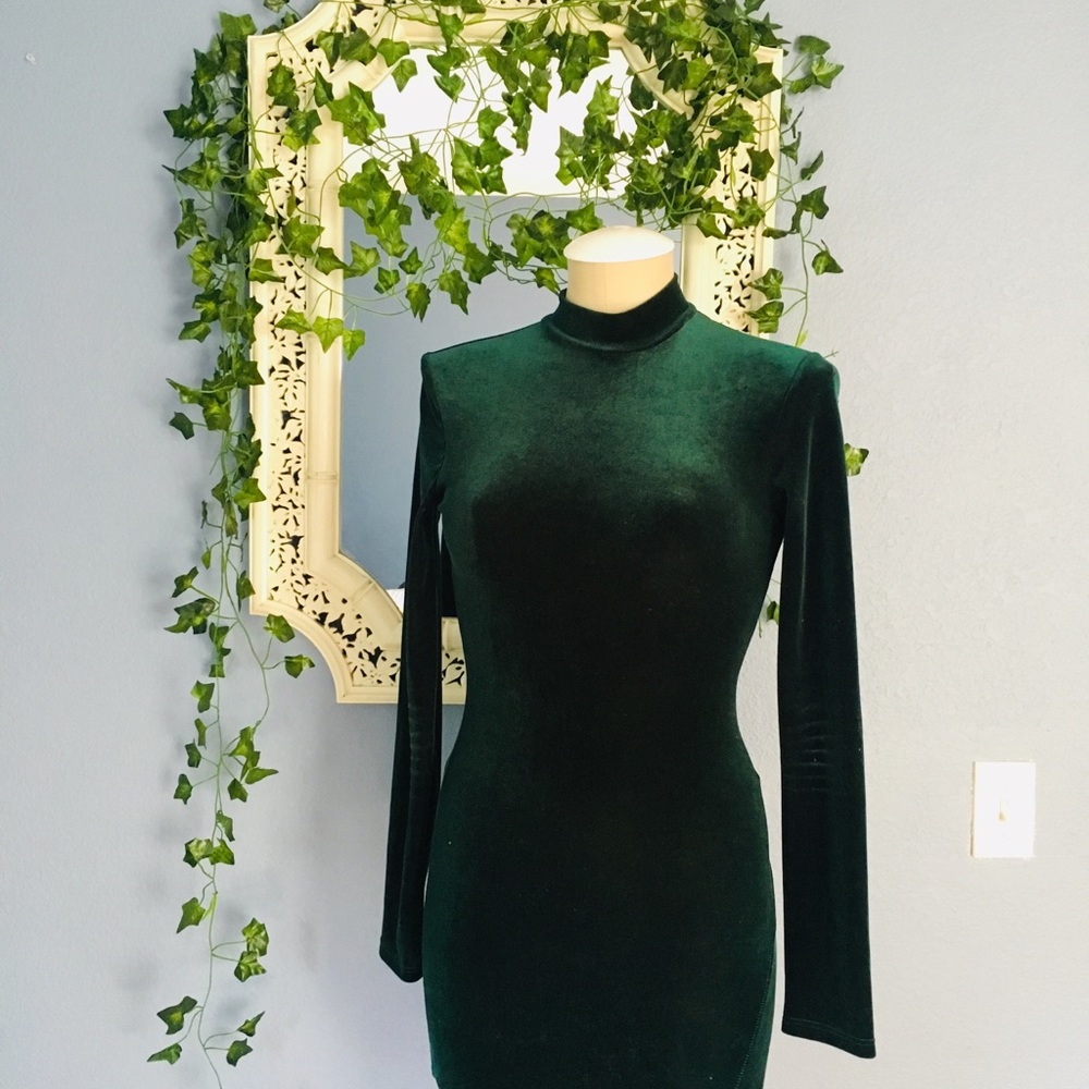 Deep forest green suede dress
